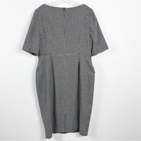 L.K. Bennett Nina Houndstooth Heart Midi Dress Size 14 Two Tone Black White - Picture 7 of 11